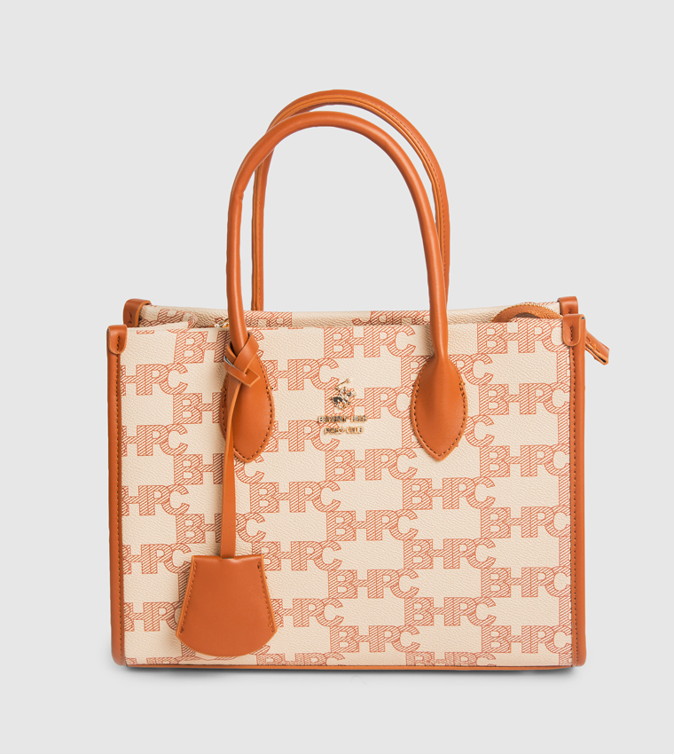 Monogram Print Zippered Mini Tote Bag