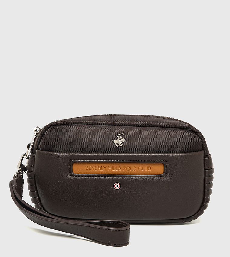 Logo Detail Toiletry Bag with Wrist Strap