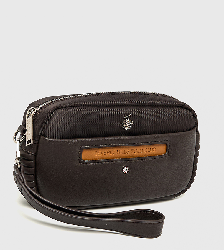Logo Detail Toiletry Bag with Wrist Strap