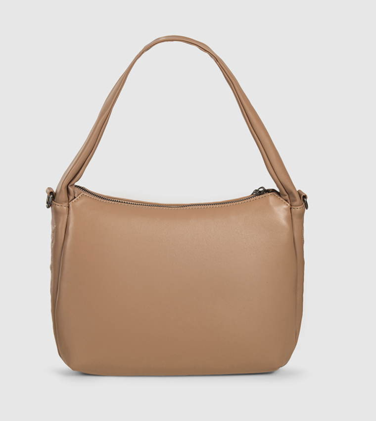 Logo Detail Zippered Shoulder Bag