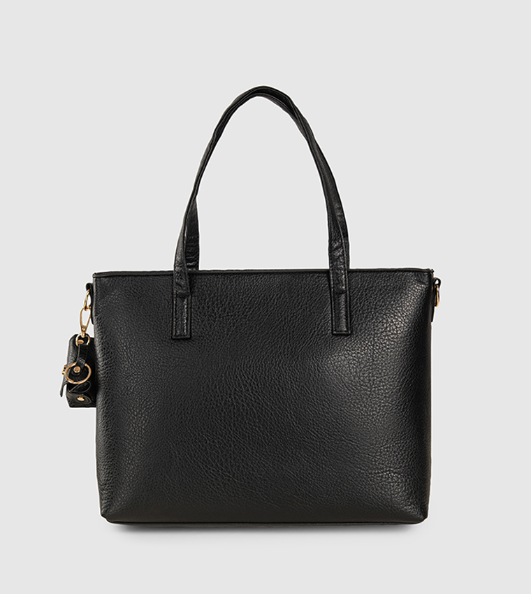 Textured Zippered Tote Bag