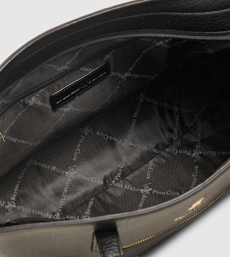 Textured Zippered Tote Bag