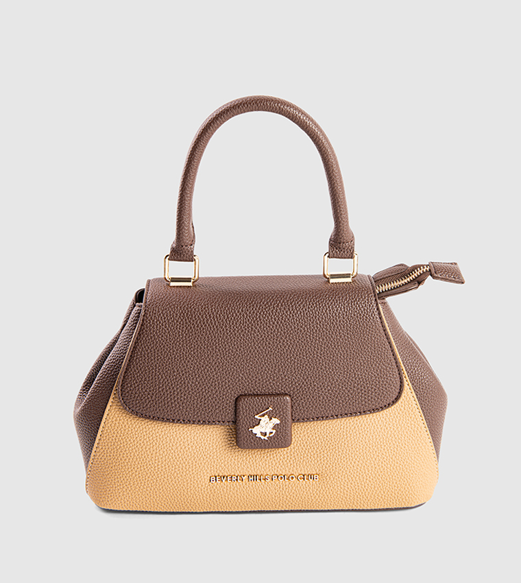 Color Block Top Handle Bag