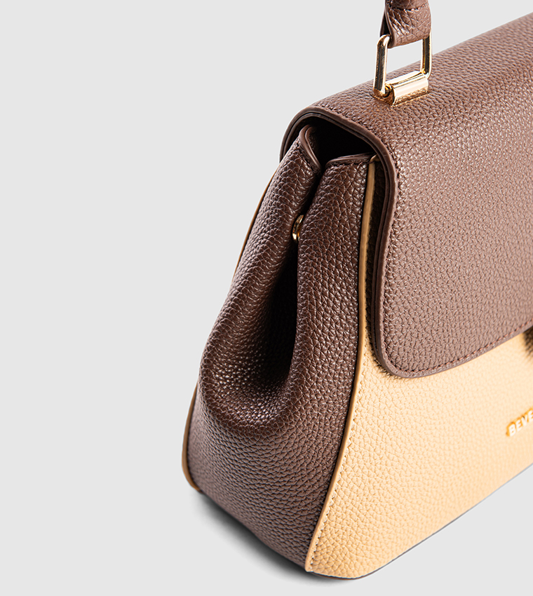 Color Block Top Handle Bag