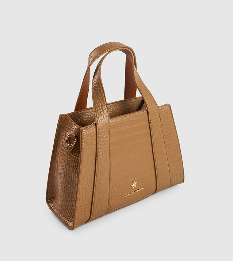 Croc Textured Zippered Mini Tote Bag