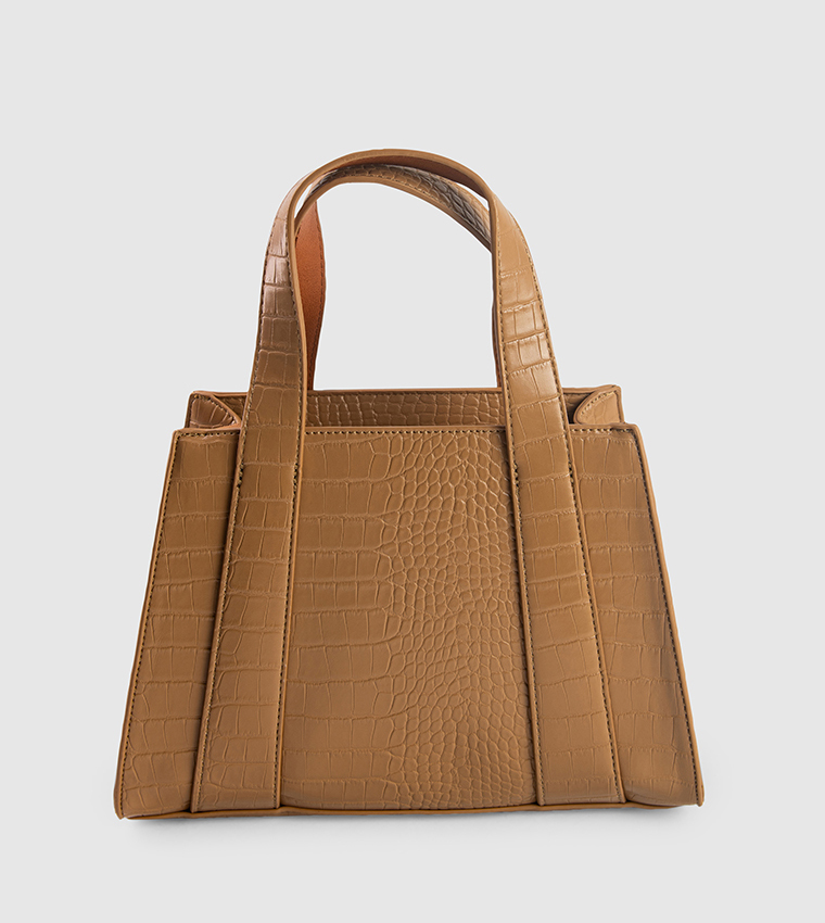 Croc Textured Zippered Mini Tote Bag