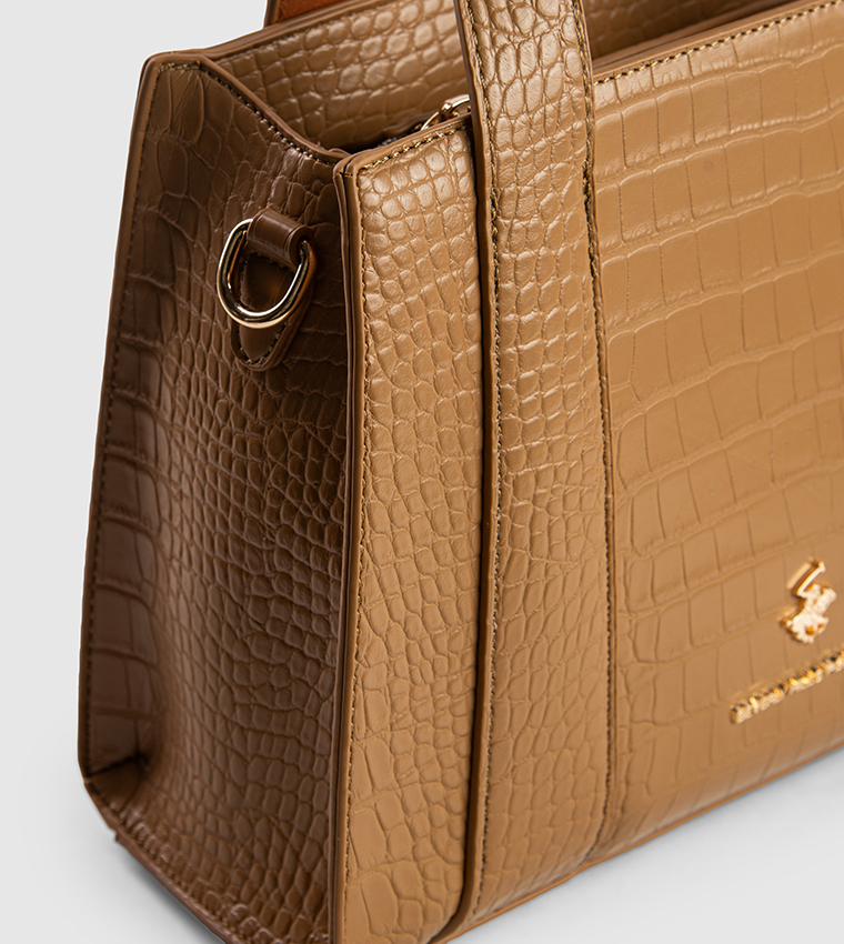 Croc Textured Zippered Mini Tote Bag