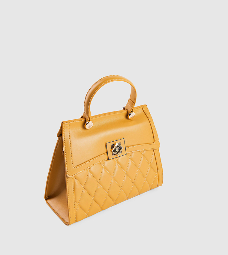 Puffer Twist Lock Top Handle Bag