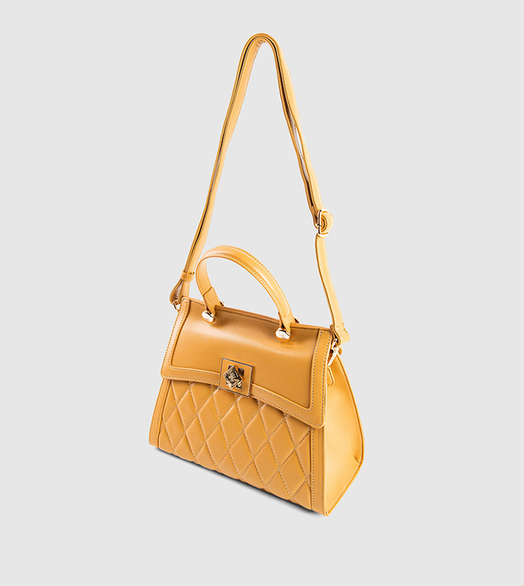 Puffer Twist Lock Top Handle Bag