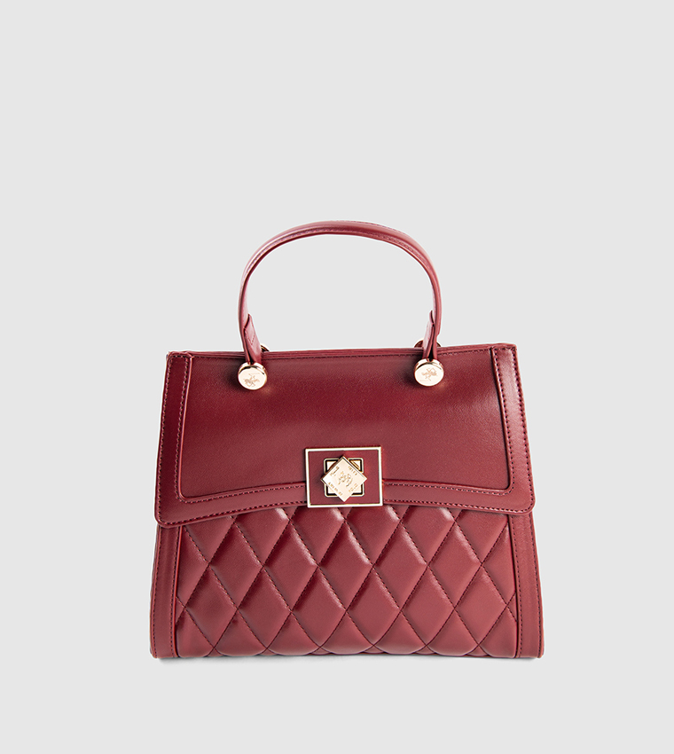 Puffer Twist Lock Top Handle Bag