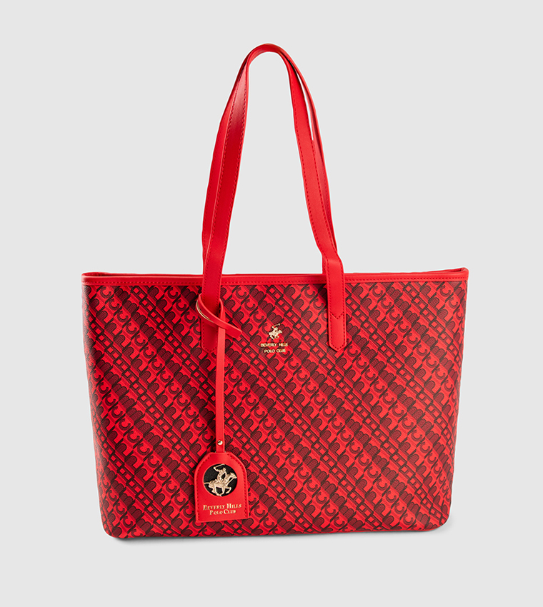 Monogram Printed Zippered Tote Bag