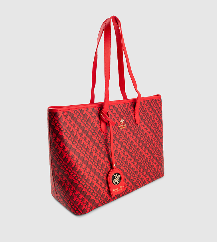 Monogram Printed Zippered Tote Bag
