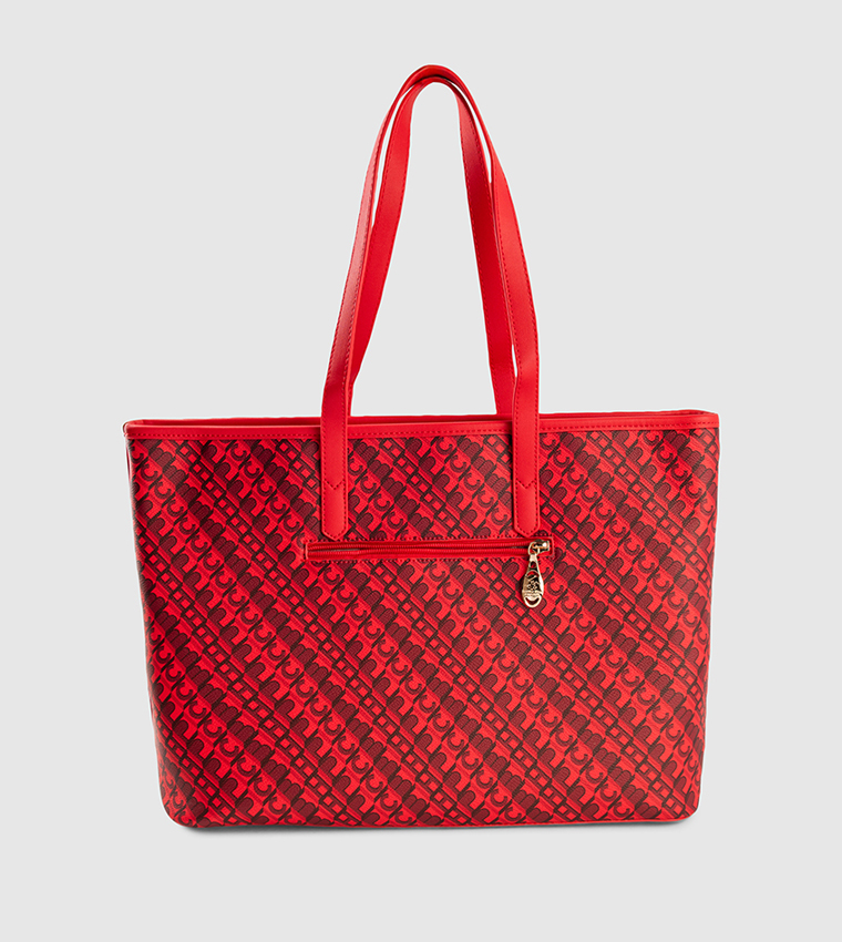 Monogram Printed Zippered Tote Bag
