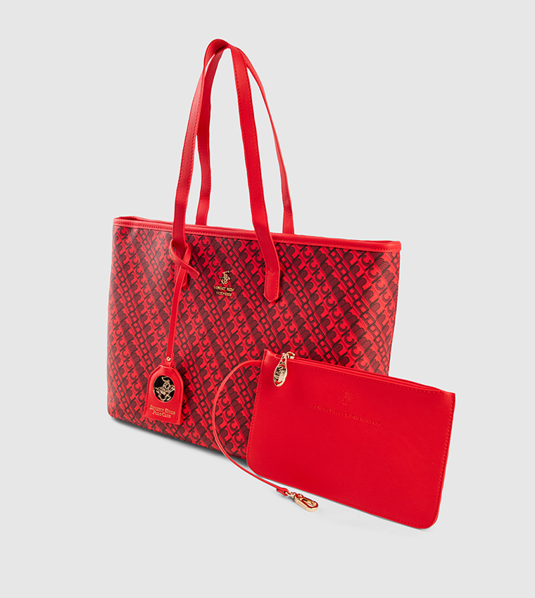 Monogram Printed Zippered Tote Bag