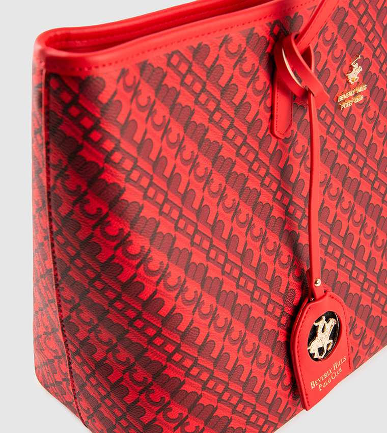 Monogram Printed Zippered Tote Bag