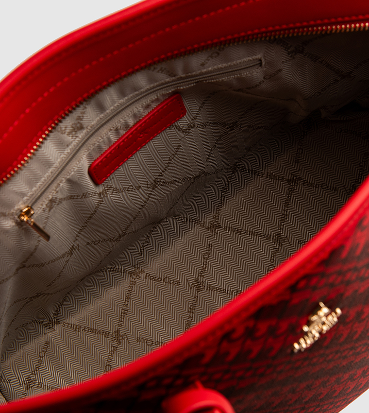 Monogram Printed Zippered Tote Bag