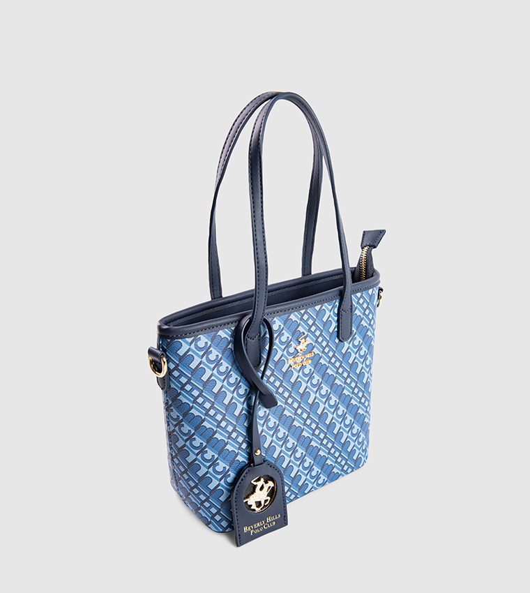 Monogram Printed Zippered Mini Tote Bag
