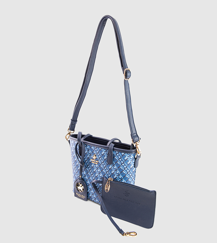 Monogram Printed Zippered Mini Tote Bag