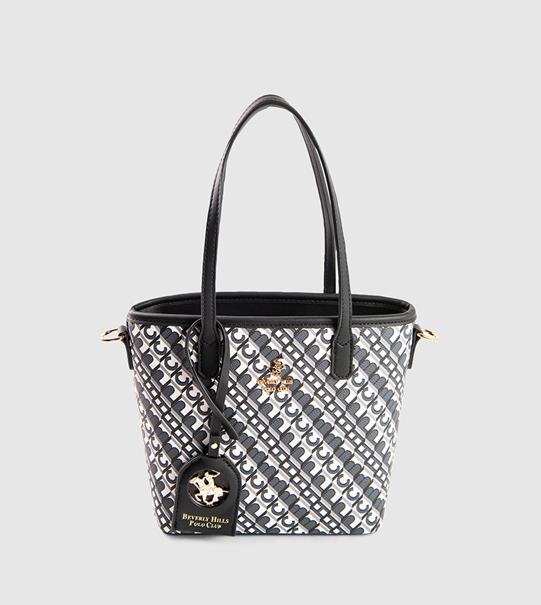 Monogram Printed Zippered Mini Tote Bag