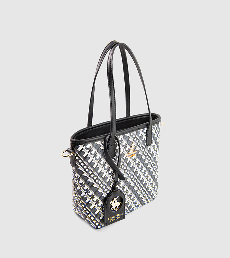 Monogram Printed Zippered Mini Tote Bag