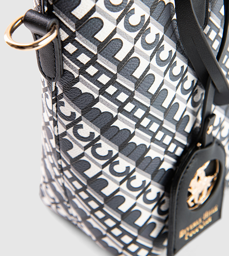 Monogram Printed Zippered Mini Tote Bag