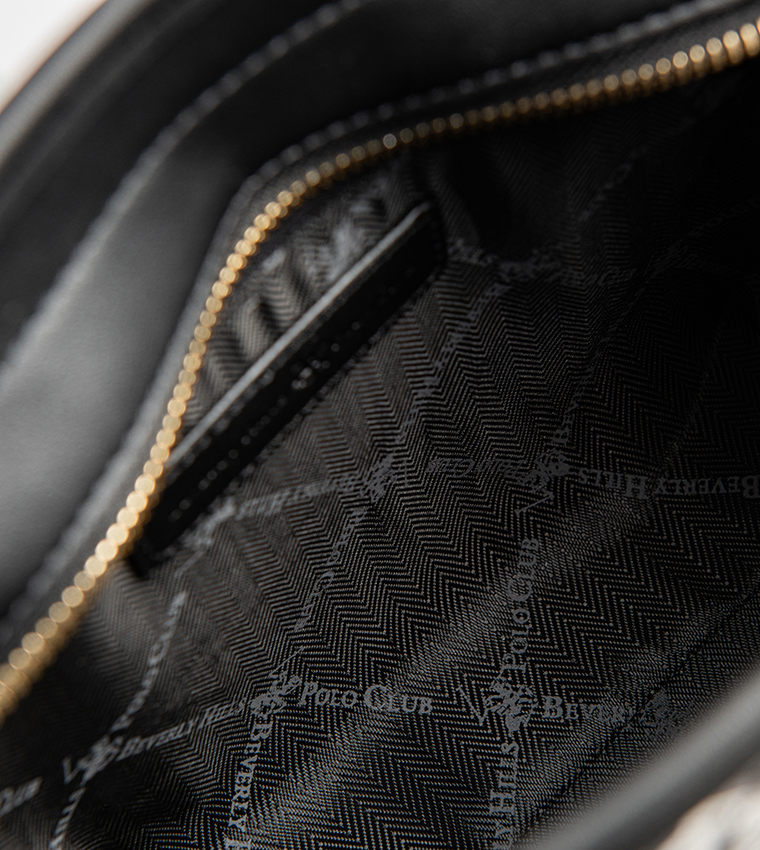 Monogram Printed Zippered Mini Tote Bag