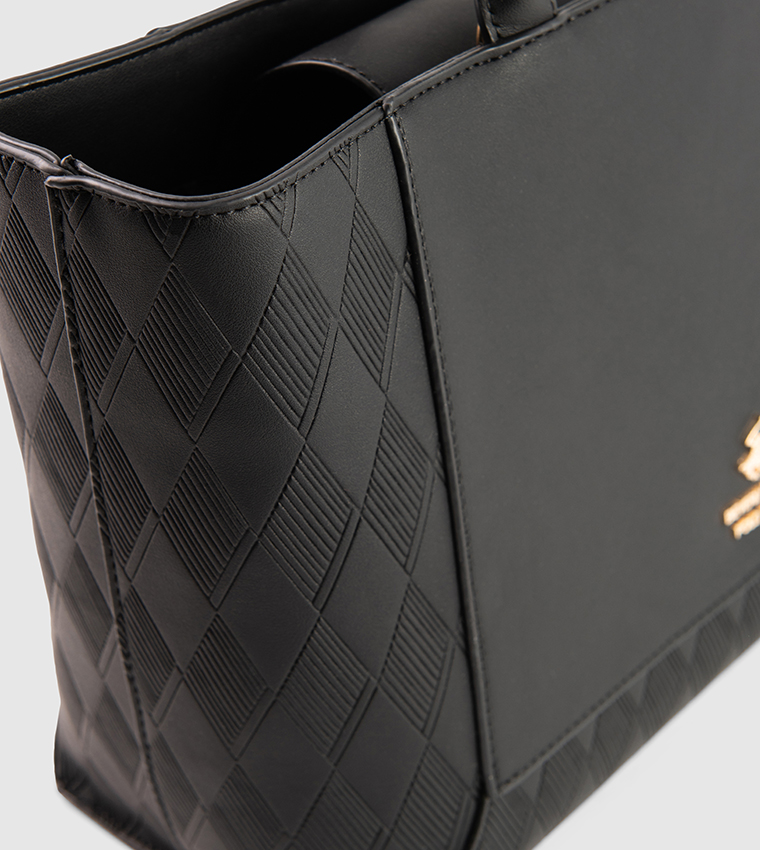 Textured Logo Detail Tote Bag