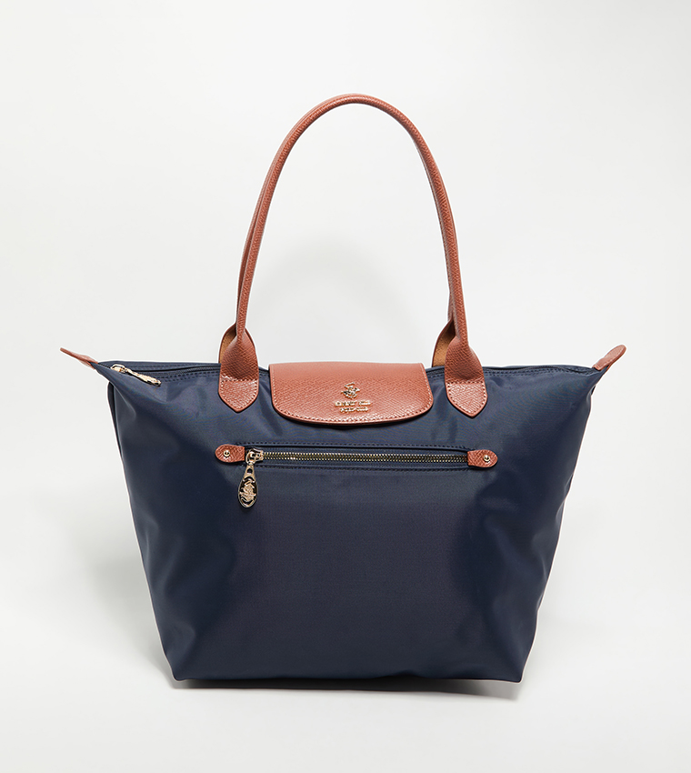 Logo Detail Contrast Detail Tote Bag