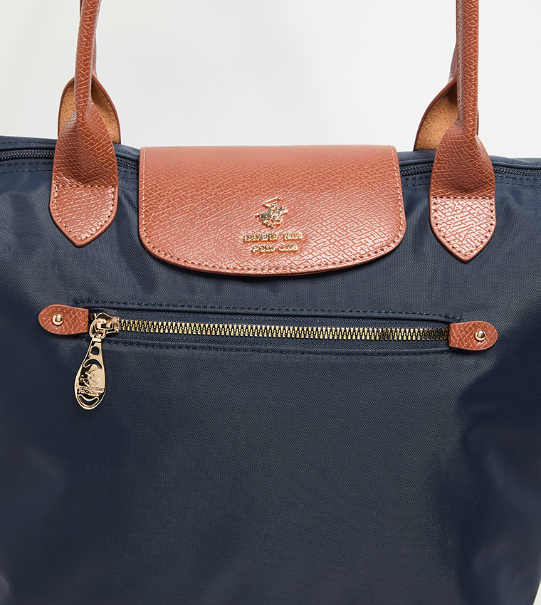 Logo Detail Contrast Detail Tote Bag