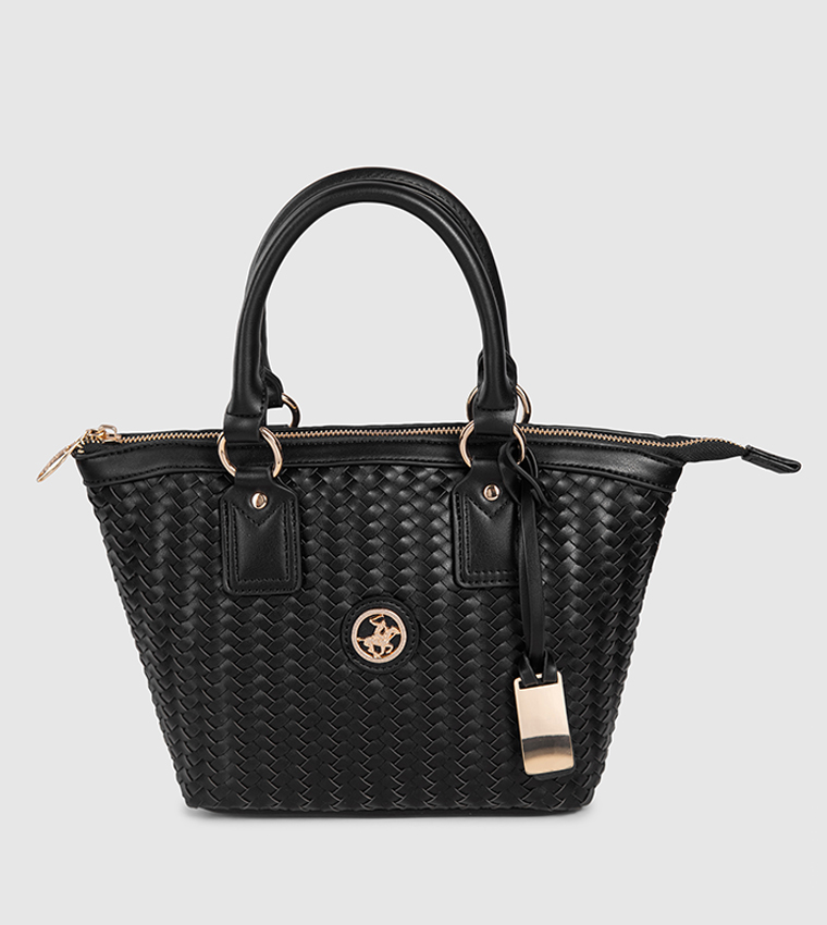 Basket Weave Zippered Satchel Bag