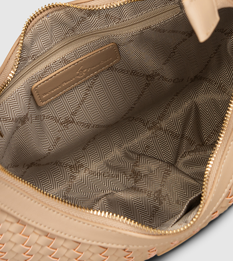 Basket Weave Zippered Hobo Bag