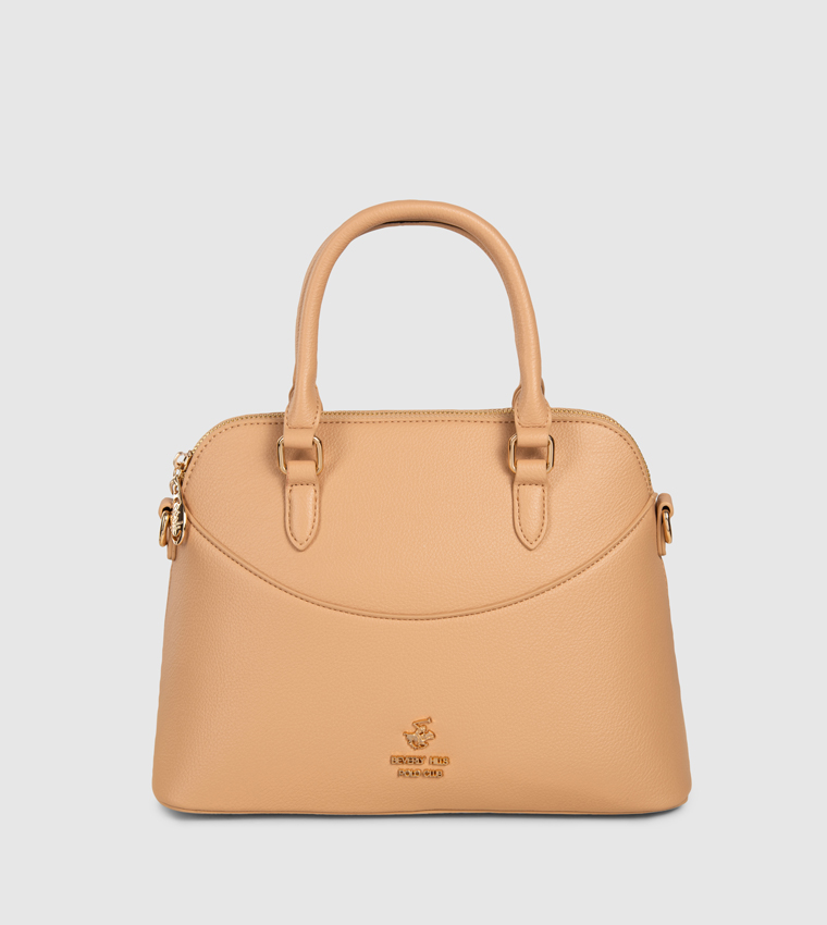 Textured Zippered Satchel Bag