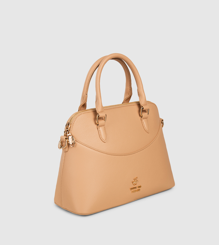 Textured Zippered Satchel Bag