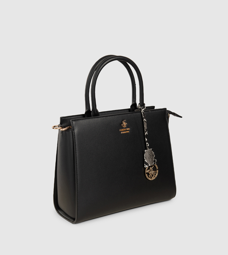 Logo Detail Zippered Satchel Bag