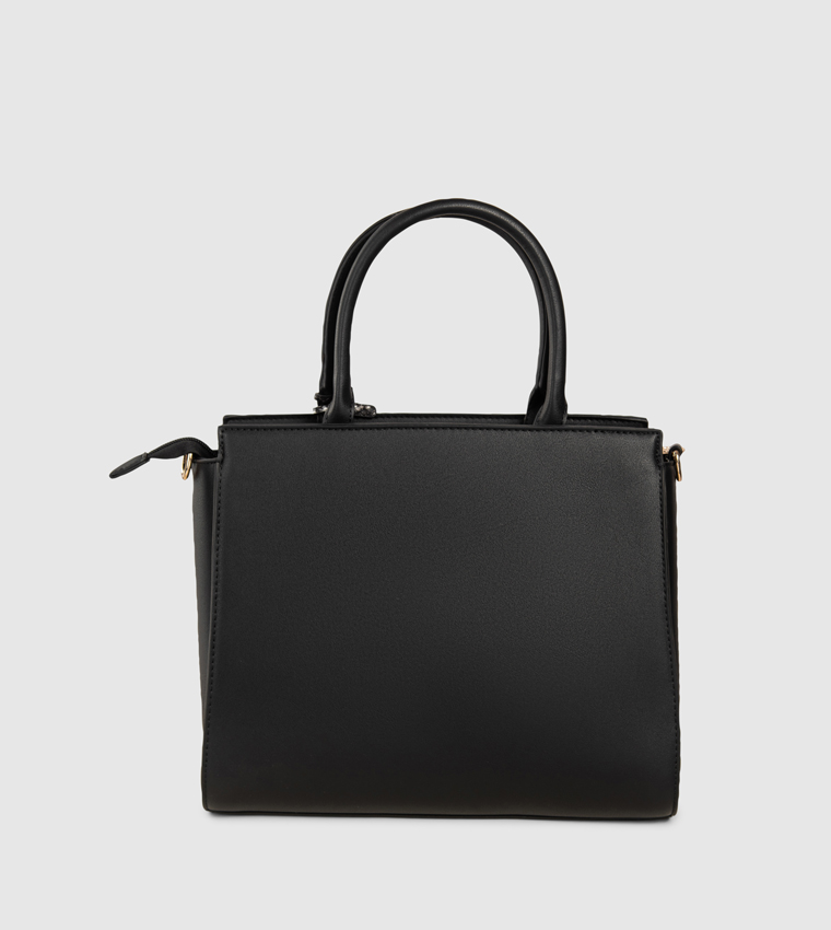 Logo Detail Zippered Satchel Bag