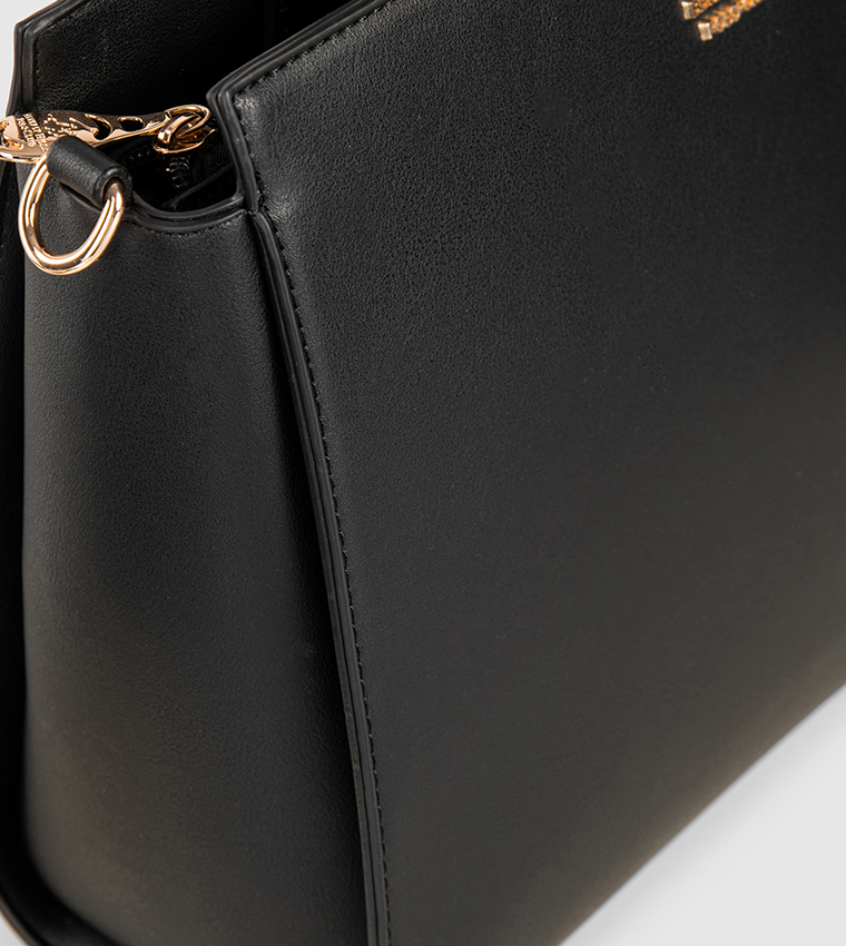 Logo Detail Zippered Satchel Bag