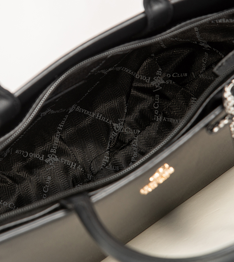 Logo Detail Zippered Satchel Bag