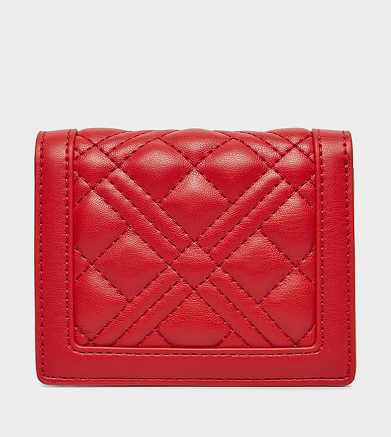 Buy Love Moschino Quilted Bi Fold Mini Wallet In Red 6thStreet UAE