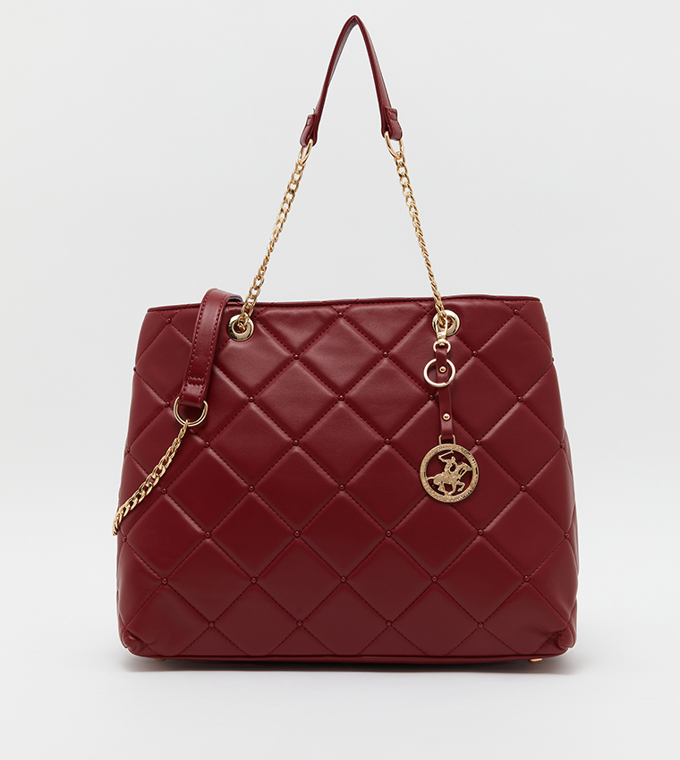 Quilted Chain Handle Shoulder Bag