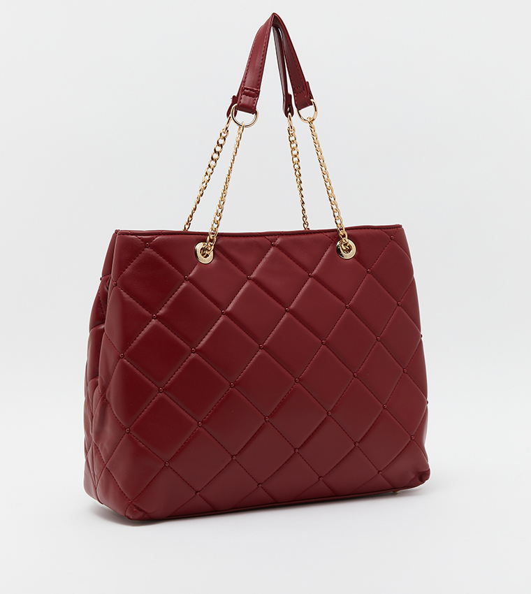 Quilted Chain Handle Shoulder Bag