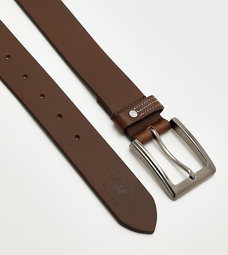 Buy Beverly Hills Polo Club Classic Leather Belt In Brown | 6thStreet Qatar