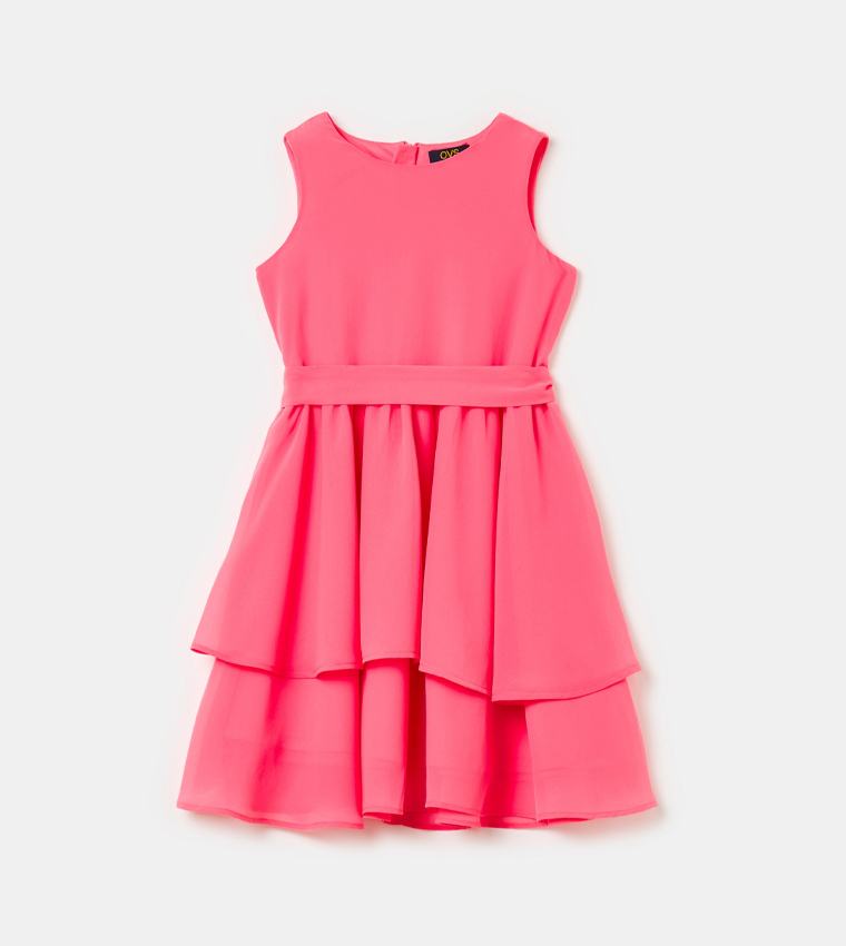Solid Sleeveless Layered Dress