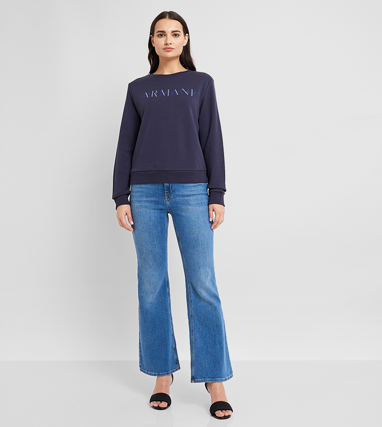 Logo Studded Long Sleeves Sweatshirt