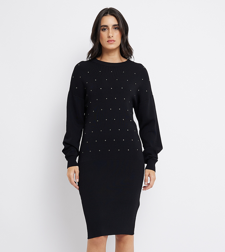 Buy Armani Exchange Embellished Sweater Dress In Black 6thStreet UAE