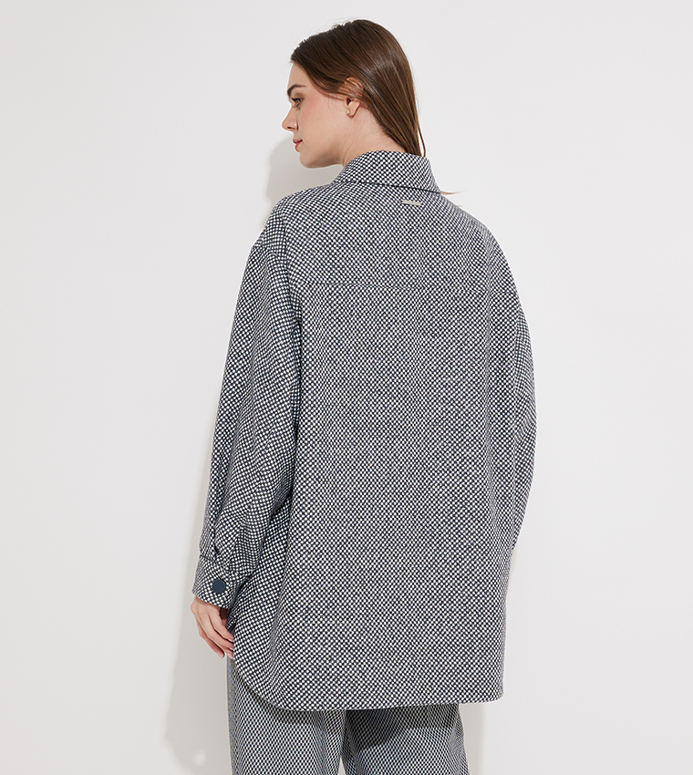 Checked Pocket Detail Shacket