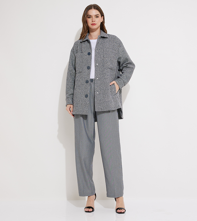Checked Pocket Detail Shacket