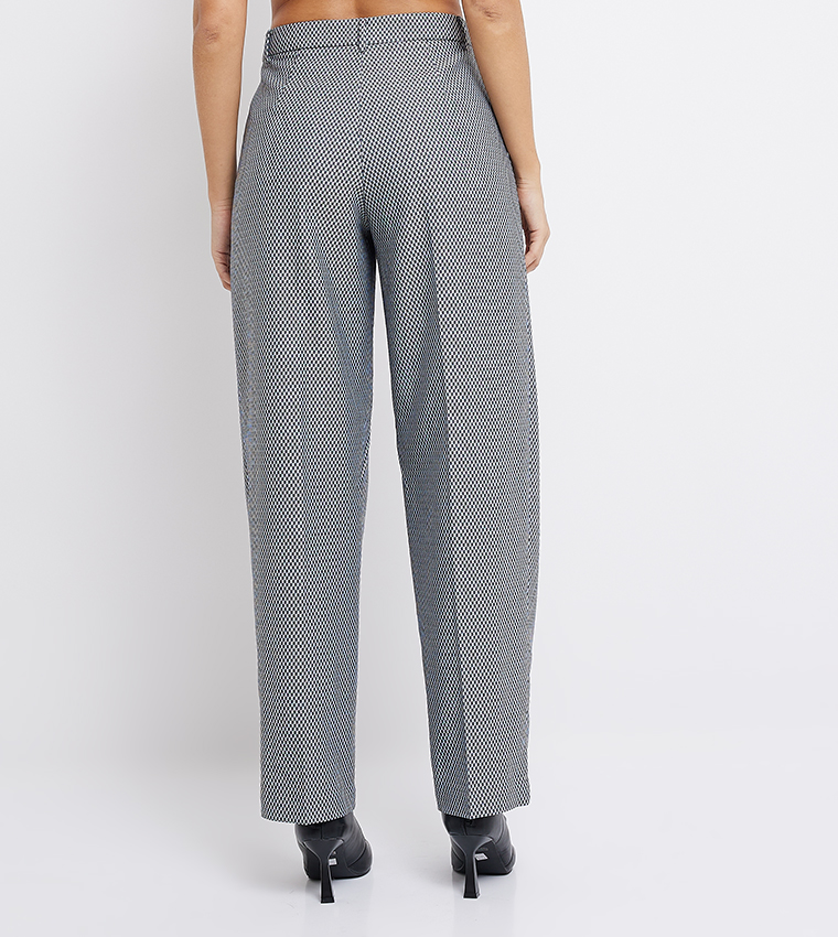 Checkered Pleated Formal Pants