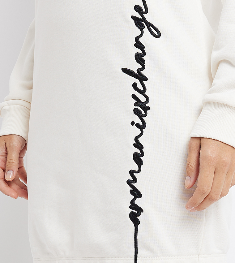 Logo Embroidered V-Neck Sweater Dress