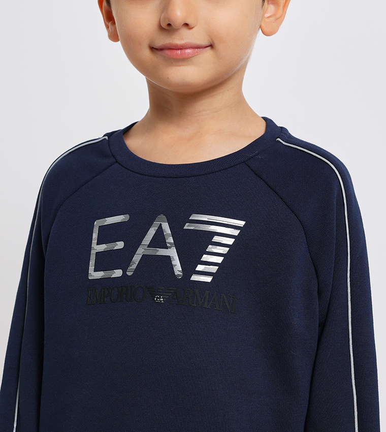 Buy EMPORIO ARMANI Printed Crew Neck Sweatshirt In Navy 6thStreet Bahrain