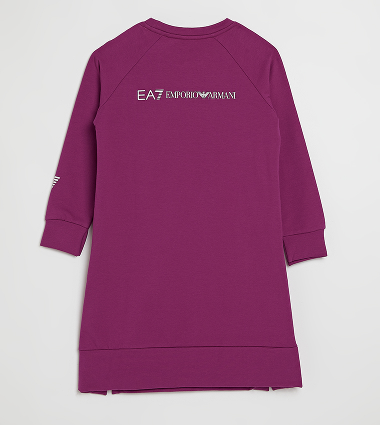 Buy EMPORIO ARMANI Logo Printed Long Sleeves Sweatdress In Purple 6thStreet Oman